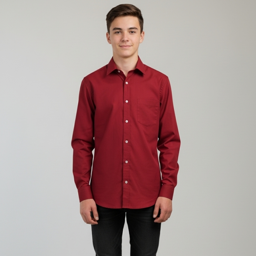 Fouger Boys Red Long Sleeve Button Down/Dress Shirt Size 16